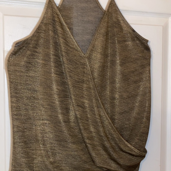 Lily Rose Women’s Draped Front Racer Back Shimmering Bronze Tank Top Size Small - Picture 4 of 8